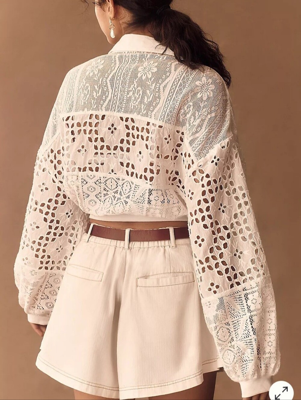 Anthropoligie Pilcro Cutwork Bubble Sleeve Top Size XL - Picture 2 of 12